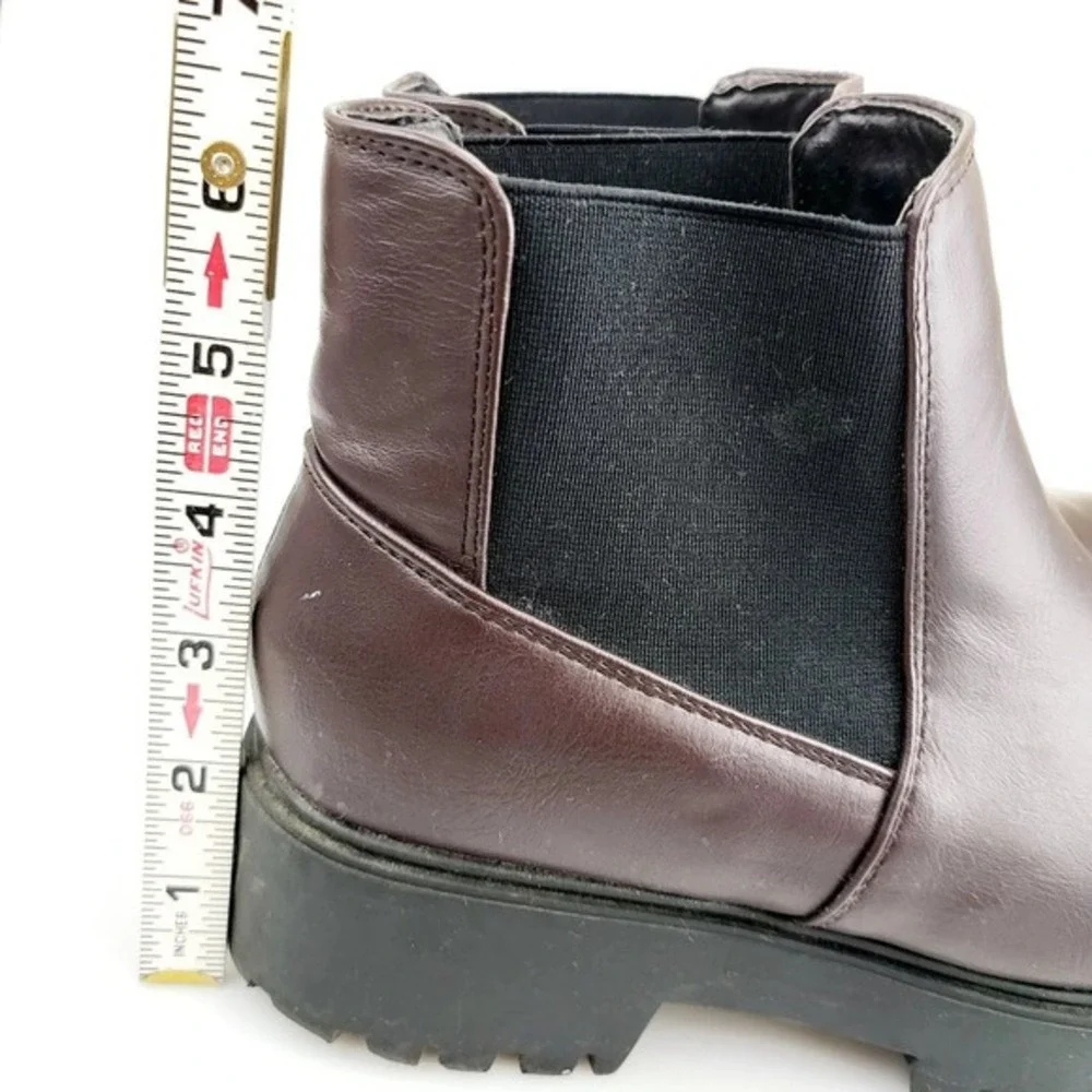 Chunky Chelsea‎ Ankle Boots Womens 6 Brown Rugged Utility Leather Lug Sole